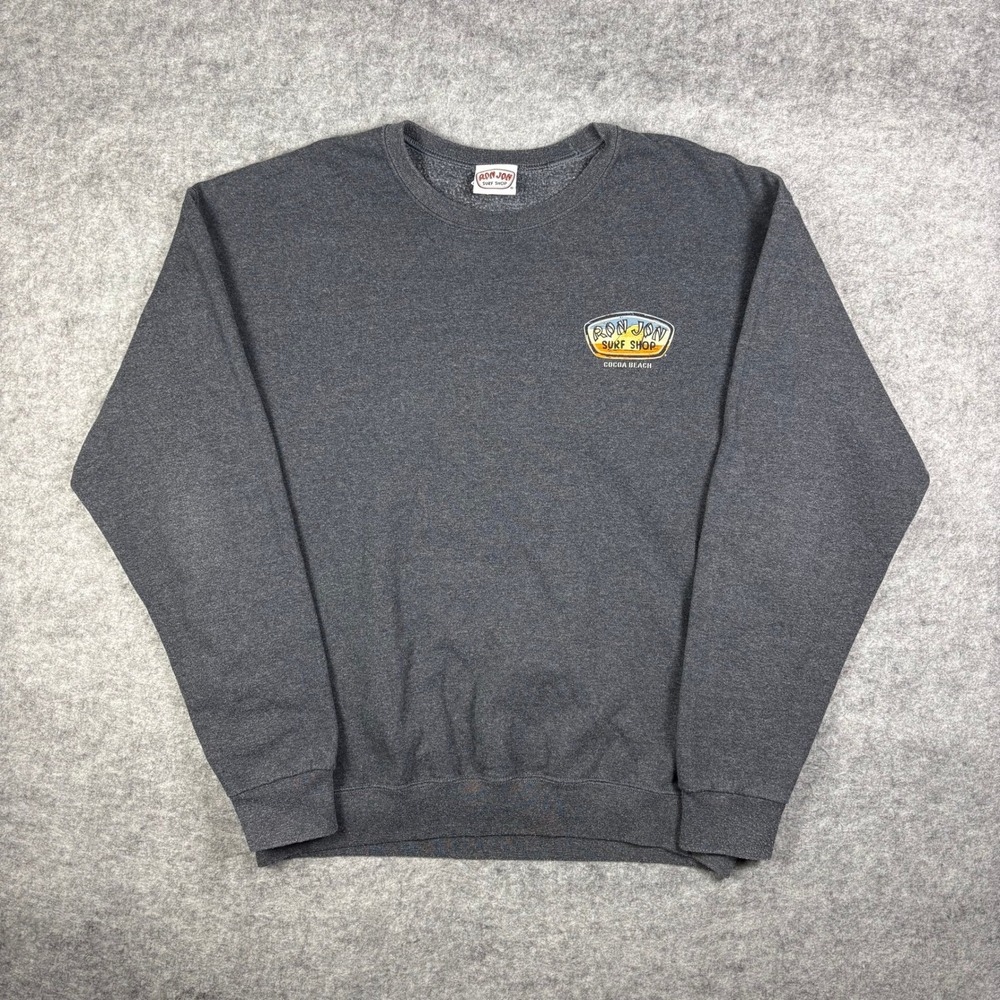 Ron Jon Surf Shop Cocoa Beach Graphic Sweatshirt Charcoal Grey Large